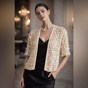 Vintage Cream Hand Decorated Knit Sweater